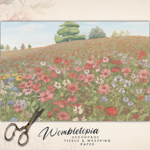 Boho Pink Wildflower Fields Kleurrijke Decoupage Tissuepapier