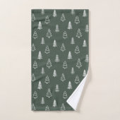 Boho Pins Modernes Forêt d'Hiver Vert Foncé (Serviette à main)