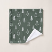 Boho Pins Modernes Forêt d'Hiver Vert Foncé (Gant de toilette)