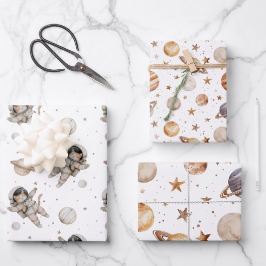 Boho planeten, sterren en ruimte inpakpapier vel (Voorkant)