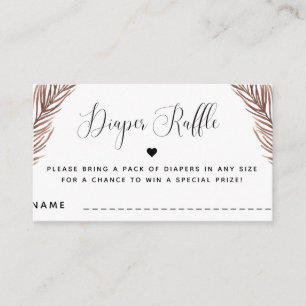 Boho Plant Heart Summer Baby shower Diaper Raffle Informatiekaartje