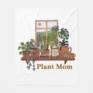 Boho Plant Moeder Binnenhuis Tuin Waterverf  Fleece Deken
