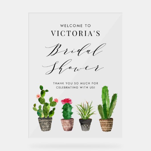 Boho Plantes grasses en pot et Cactus Baby Shower (Recto)