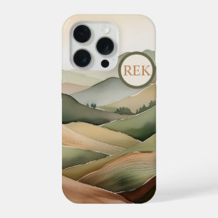 Boho platte landschap iPhone hoes in aardetonen 15 Pro Hoesje