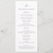 Boho Plum Paarse elegante minimalistische bruiloft Programma (Achterkant)