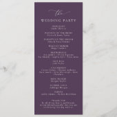 Boho Plum Paarse Elegante Minimalistische I Weddin Programma (Achterkant)