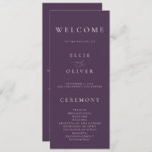 Boho Plum Paarse Elegante Minimalistische I Weddin Programma (Voorkant / Achterkant)