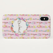 Boho plume aquarelle nom de l'art coque rose (Dos (Horizontal))