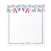 Boho plumes bloc-notes personnalisé (Devant)