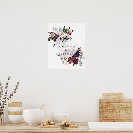 boho plumes florales mariage affiche de bienvenue (Cuisine)