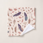 Boho, Plumes, Moderne, Chic, Nuetral, Tan (Gant de toilette)