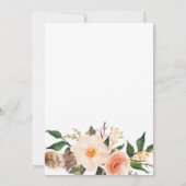 Boho plumes nuptiale douche Invitation (Dos)