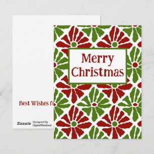 Boho Poinsettia Funky Pattern Vrolijk Kerstfeest Feestdagenkaart