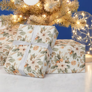 Boho Poinsettia kerstvakantie inpakpapier