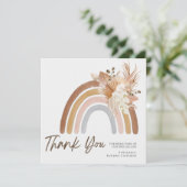 Boho Pompas Gras Gedempte Regenboog Bedankkaart (Staand voorkant)