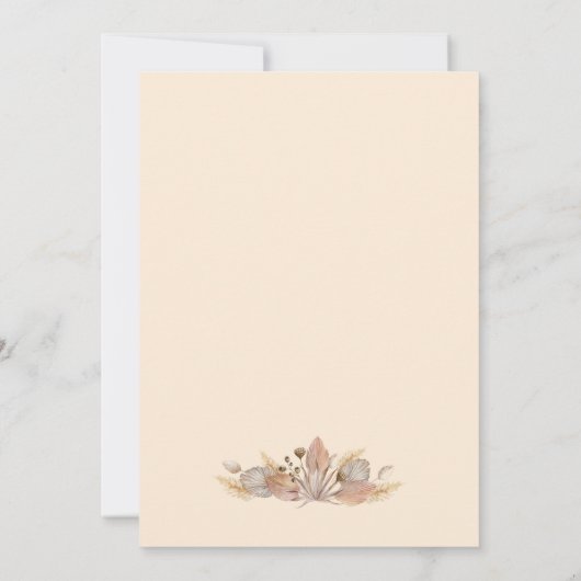 Boho Pompas Grass Faire-part bébé (Dos)