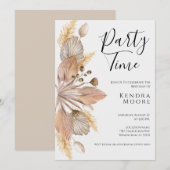 Boho Pompas Grass Invitation Anniversaire Pour N'I (Devant / Derrière)