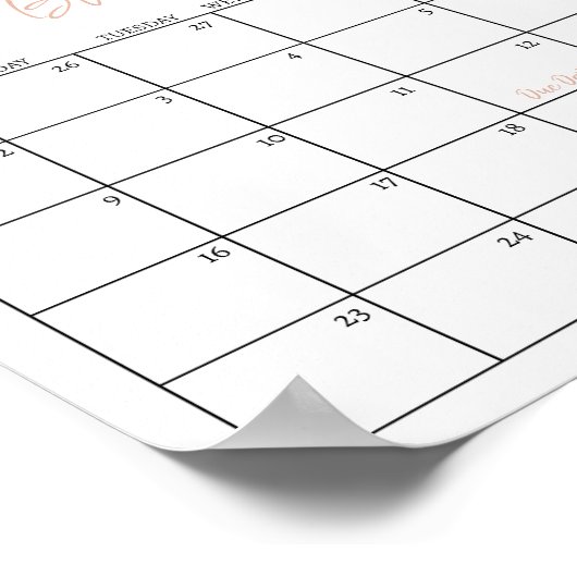 Boho Pompoen Baby shower Guess Due Date Calendar Poster (Hoek)