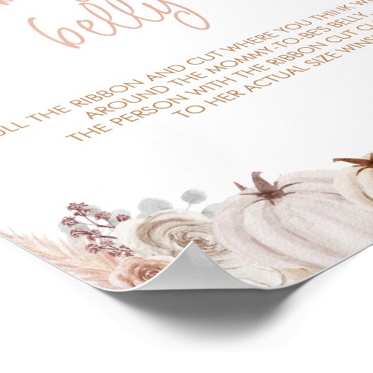 Boho pompoen Baby shower Hoe groot is haar buiktek Poster (Hoek)