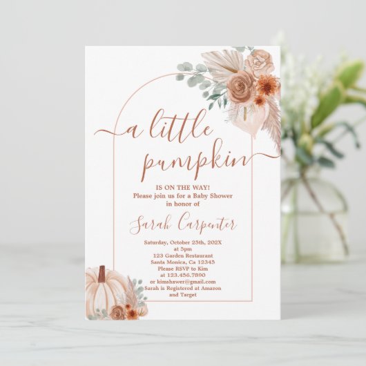 Boho pompoen Baby shower Kaart (Staand voorkant)