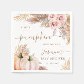 Boho Pompoen Bloemen Herfst Baby shower Servetten (Voorkant)