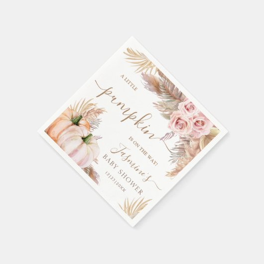 Boho Pompoen Bloemen Herfst Baby shower Servetten (Hoek)