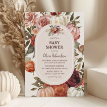 Boho Pompoen Bloemige Herfst Baby Shower