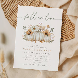 Boho Pompoen Fall in Love Bruidsuitnodiging Kaart