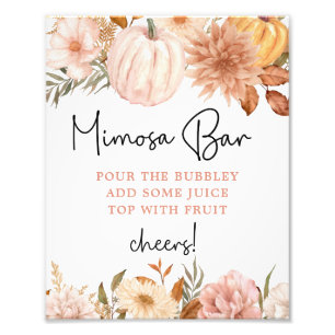 Boho Pompoen Herfst Baby shower Mimosa Bar Poster