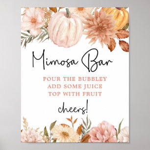 Boho Pompoen Herfst Baby shower Mimosa Bar Poster