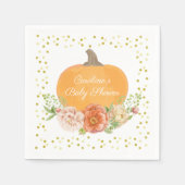 Boho Pompoen Herfst Bloemen Baby shower Waterverf Servet (Voorkant)