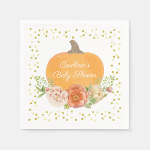 Boho Pompoen Herfst Bloemen Baby shower Waterverf Servet