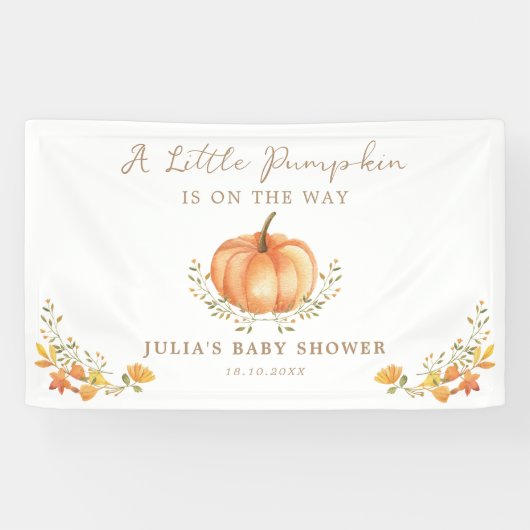 Boho Pompoen Herfst Foliage Baby shower Spandoek (Horizontaal)