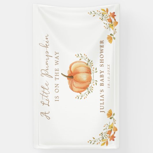 Boho Pompoen Herfst Foliage Baby shower Spandoek (Verticaal)