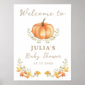 Boho Pompoen Herfst Foliage Baby shower Welkomstbo Poster (Voorkant)