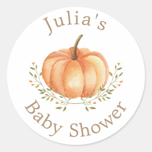 Boho pompoen Herfst herfstbladeren Baby shower Ronde Sticker (Voorkant)
