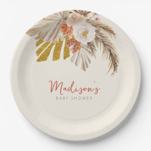 Boho pompoen Herfst in liefde met Baby shower Papieren Bordje