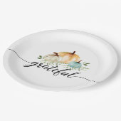 Boho Pompoen Herfst Waterverf Dankbare Thanksgivin Papieren Bordje (Gekanteld)