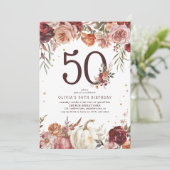 Boho pompoen herfstbloei 50e verjaardag kaart (Staand voorkant)