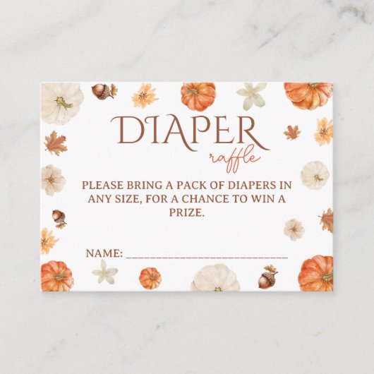 Boho Pompoen Neutral Schattige Luierloof Informatiekaartje (Voorkant)