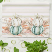 Boho pompoen pampas gras Franse land strepen Theedoek (Gevouwen)