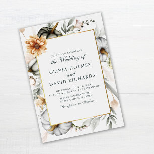 Boho Pompoenen met Wilde Bloemen Bruiloft Kaart