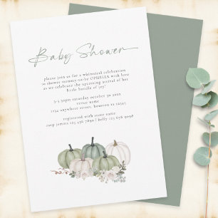 Boho pompoenen Sage Groen Baby shower Kaart
