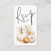 Boho Pompoenen Script QR Code Bruiloft RSVP Informatiekaartje (Voorkant)