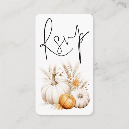 Boho Pompoenen Script QR Code Bruiloft RSVP Informatiekaartje (Voorkant)