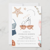 Boho Pool Party Chique Script Summer Vrijgezellenf Kaart (Voorkant)