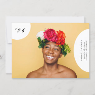 Boho Pop Fun University Senior Afstuderen twee fot Aankondiging