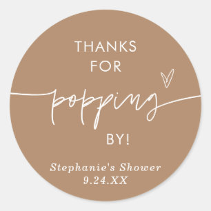 Boho Popcorn Favoren, Bedankt voor het langskomen  Ronde Sticker
