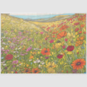 Boho Poppy Wildflower Fields Kleurrijke Decoupage Tissuepapier (Voorkant)