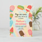 Boho Popsicle Invitation d'anniversaire (Debout devant)